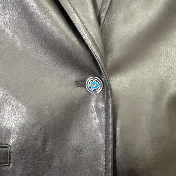 STAUD Black Dressy Vegan Leather Oversized Blazer Jacket Womens Size Large - Picture 3 of 6